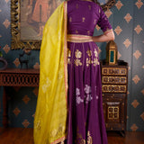 Purple Foil Printed Cotton Silk Lehenga Set With Dupatta