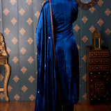 Embroidery Dark Blue Velvet Kurta Set