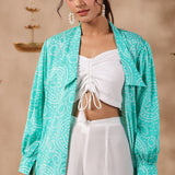 White Crepe Solid Indo-Western Co-Ord Set