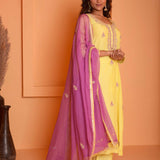 Yellow Embroidery Kurta Pant Set