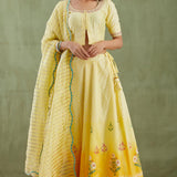 Floral Printed Yellow Lehenga Set