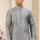 Grey Art Banarasi Silk Kurta