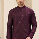 Wine Art Banarasi Silk Kurta Pajama