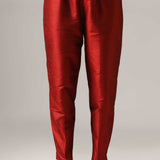 Maroon Raw Silk Kurti With Pants And Dupatta