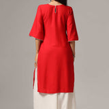 Red Rayon Kurti Palazzo Set