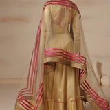 Golden Embroidered Georgette Anarkali Set