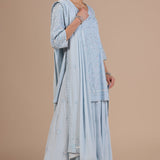 Powder Blue Georgette Embroidered Sharara Set