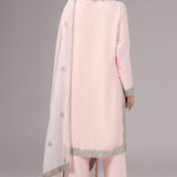 Pastel Pink Georgette Embroidered Kurti Set