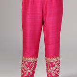 Bright Fuchsia Pink Dupion Silk Embroidered Kurti Set