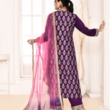 Purple Straight Kurta And Palazzo With Dupatta Set