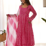 Pink Bandhani Print Anarkali Set