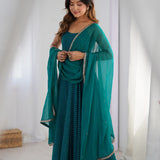 Green Flared Anarkali With Dupatta