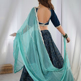 Teal Blue Georgette Lehenga Set