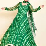 Green Georgette Flared Anarkali