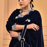 Midnight Blue Velvet Lehenga Set