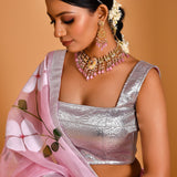 Soft Pink Organza Lehenga Set With Digital Prints