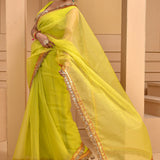Lime Organza Gota Saree