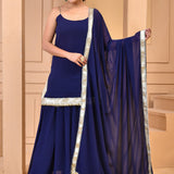 Berry Blue Georgette Sharara Set