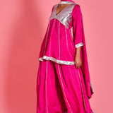 Magenta Pink Satin Silk Sharara Set