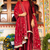 Indigo Cotton Silk Anarkali Set With Bandhani Dupatta