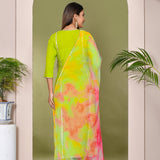 Green And Pink Georgette Kurta Set