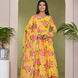 Summer Daffodil Yellow Muslin Anarkali Set