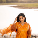 Mustard Yellow Cotton Silk Suit Set