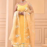 Yellow And White Silk Kurta Set