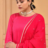Ruby Pink Cotton Silk Kurta Set