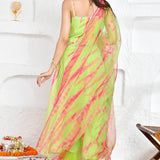 Light Green Chanderi Kurta Set With Shibori Printed