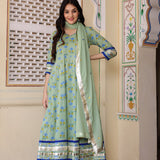 Greenish Grey Cotton Anarkali Set