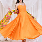 Chrome Yellow Cotton Silk Anarkali Set