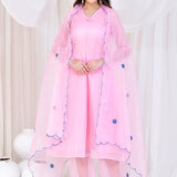 Soft Pink Satin Silk Kaftan Set