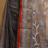 Peanut Brown Semi Resham Saree With Red Edge