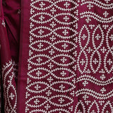 Velvety Maroon Pure Bangalore Silk Saree With Gujrati Work