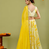 Egg Shell White Silk Tie-Dye Printed Lehenga Set