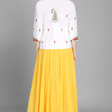 Yellow Georgette Long Kurti With Jacket