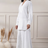 White Cotton Two Piece Suit Set