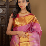 Pink Kanjivaram Silk Saree With Buttis