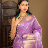 Light Purple Floral Kanjivaram Silk Saree