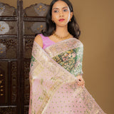 Dark Green Floral Kanjivaram Silk Saree