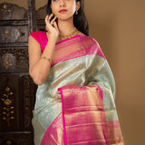 Bright Sea Green Kanjivaram Silk Saree