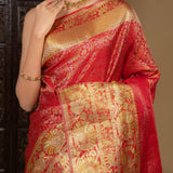 Rich Red Floral Kanjivaram Silk Saree