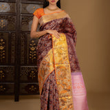 Mulberry Purple Floral Kanjivaram Silk Saree