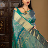 Pine Green Meenakari Kanjivaram Silk Saree