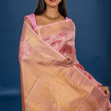 Soft Pink Floral Kanjivaram Silk Saree
