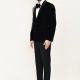 Black Velvet Suit Set With Bow