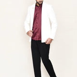 Maroon Polyester Three Piece Suit Set