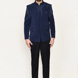 Royal Blue Terry Rayon Prince Coat With Pant