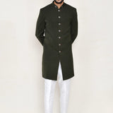 Black Rayon Sherwani Set